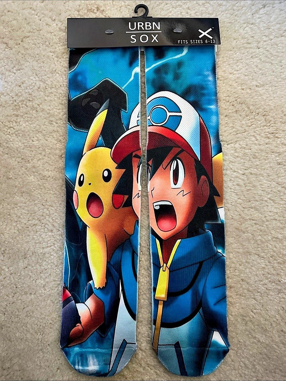 Urban Sox Pokémon Ash & Pikachu Blue & Yellow Socks NWT
